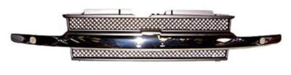 Grille with Headlamp Washers for 2002-2005 Chevy Trailblazer, Chrome
