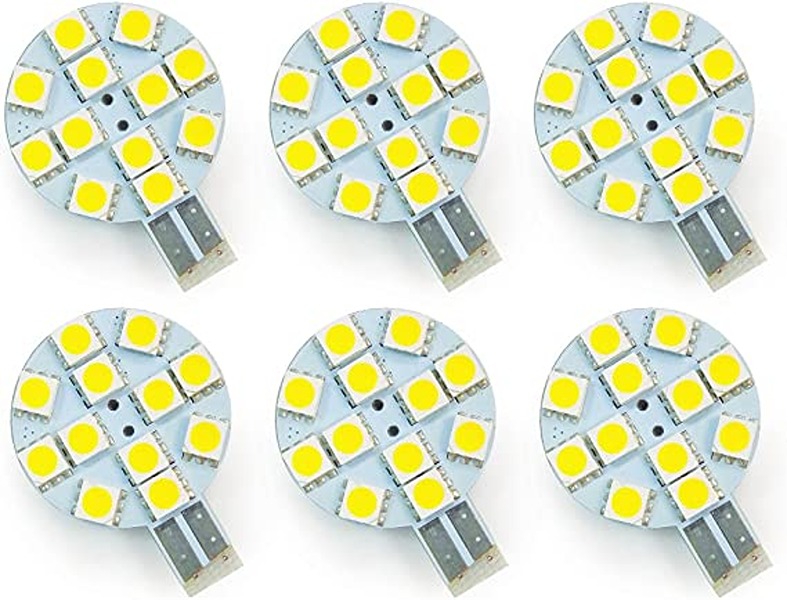 Miniature Wedge Connector on Side LED Bulb with 12 LED, Cold White - Pack of 6