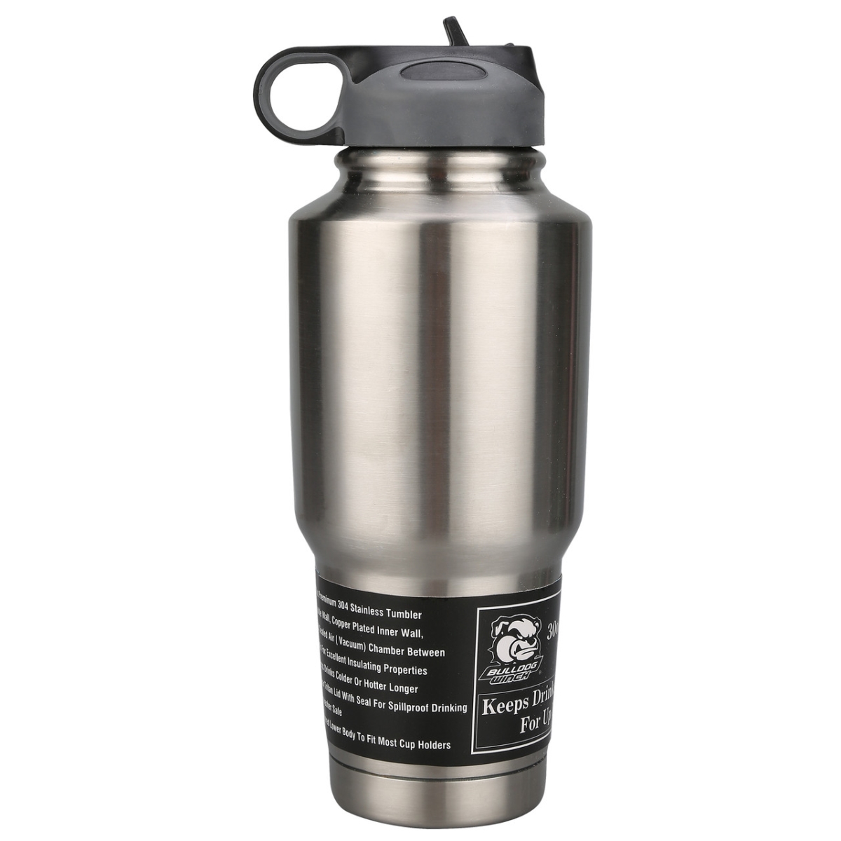 Picture of Bulldog Winch BDG80052 30 oz 304 Stainless Steel Tumbler - Double Wall with Screw-On Flip-Up Straw Lid