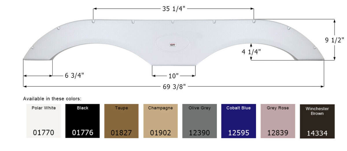 FS1770 Tandem Fender Skirt, Polar White