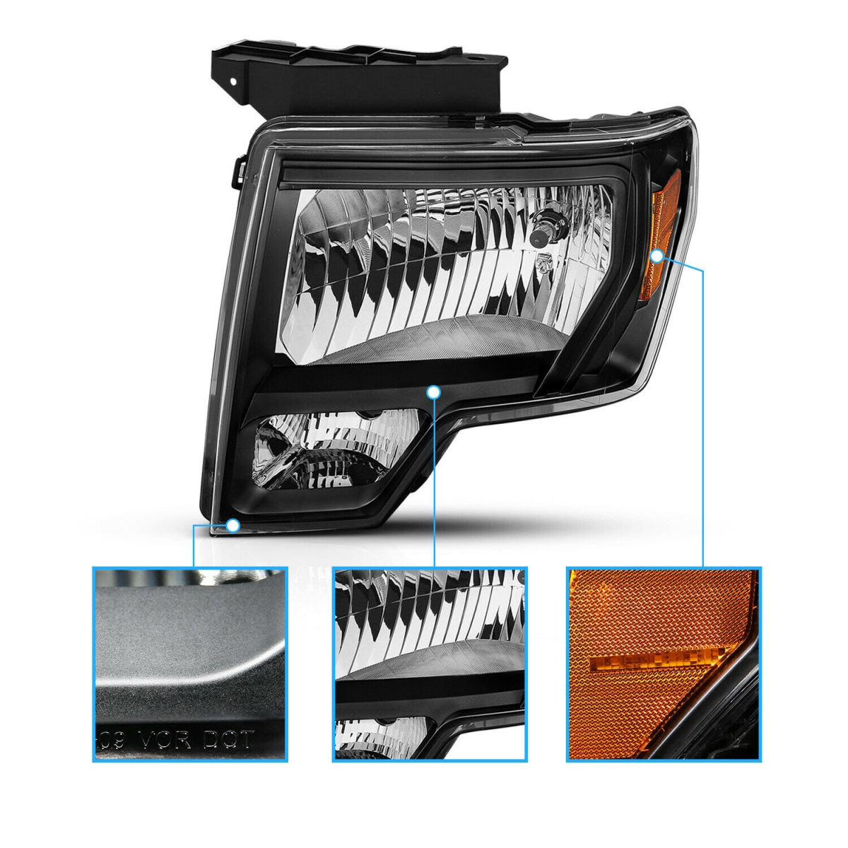 Performance Halogen Lamp Set for 2009-2014 Ford F150, Black