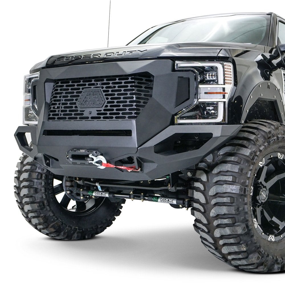 Front Grumper Full Width Winch HD Bumper for 2020 Ford F250, F350 & F450 - Matte Black