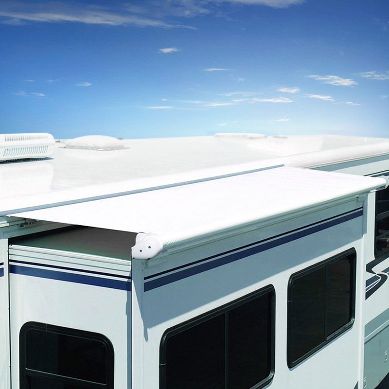 CCOUQ1490025 149 in. SOK III Solid White RV Slide-Out Awning with Wind Deflector