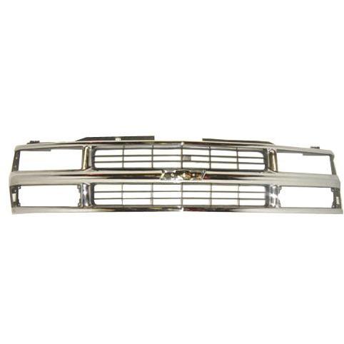 Grille with Compact Type Headlamp for 1994-2002 Chevy C-K Pickup - Chrome, Silver & Black