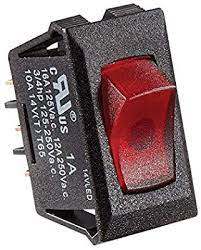 0.55 x 1.12 in. Cut-out 10A Illuminated On, Off SPST Black with Red Rocker Switch