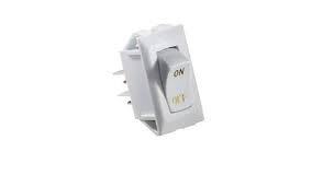 10A Cut-out 0.55 x 1.12 in. White Rocker Switch with Gold Text, On & off SPST