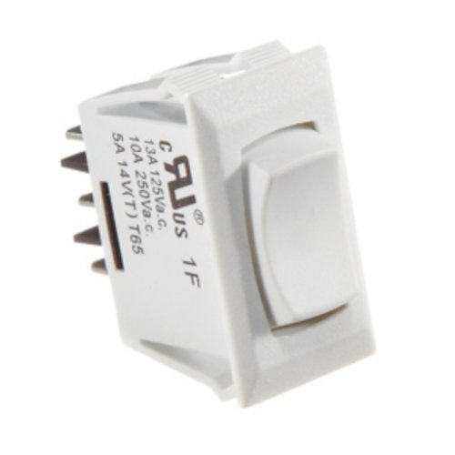 0.55 in. Cut-out 10A Momentary On, off & Momentary on SPDT White Rocker Switch