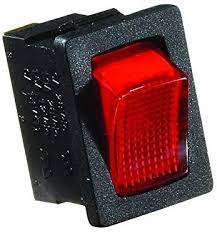 20A 0.51 in. Cut-out Illuminated Rocker On, Off SPST Black with Red Rocker Switch