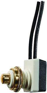 10A Push Button On, Off Switch - SPST with 8 in. Leads