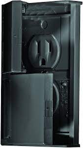 Weatherproof Black Dual Outlet with Snap Cover Plate