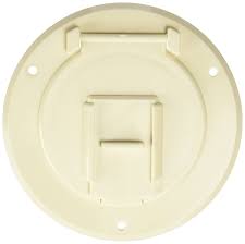 4.3 x 2.3 in. Round Basic Cable Hatch, Colonial White