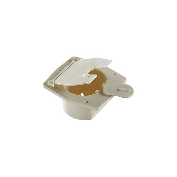 4.2 x 3.9 x 2 in. Basic Rectangular Flat Sided Electric Cable Hatch, Colonial White