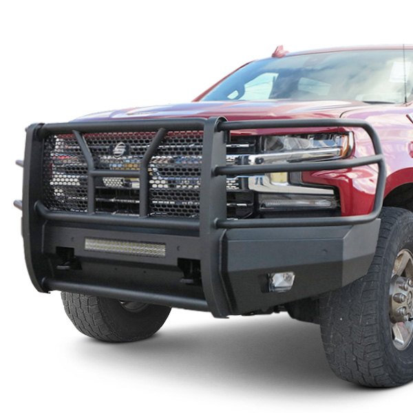 STC60-10490C Elevation Series Front HD Bumper with Brush Guard for 2019-2021 Chevy Silverado 1500, Black