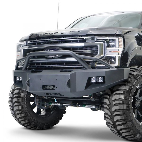 FFBGM20-A5052-1 Premium Full Width Black Powder Coat Front Winch HD Bumper with Pre-Runner Guard for 2020 GMC Sierra 2500, 2020 GMC Sierra 3500