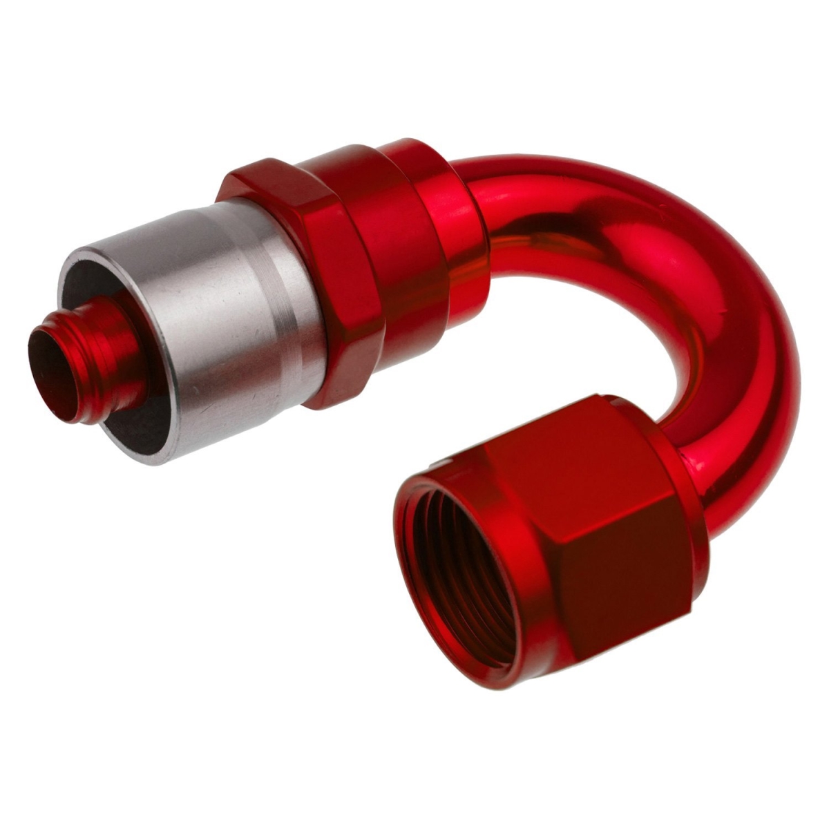180 deg -16 An Crimp Style Hose End, Red
