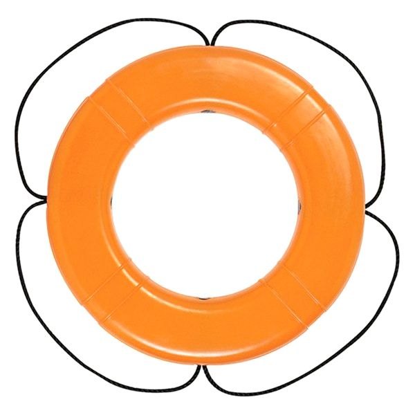 30 in. Solas Polyethylene Shell Life Ring with Black Rope, Orange