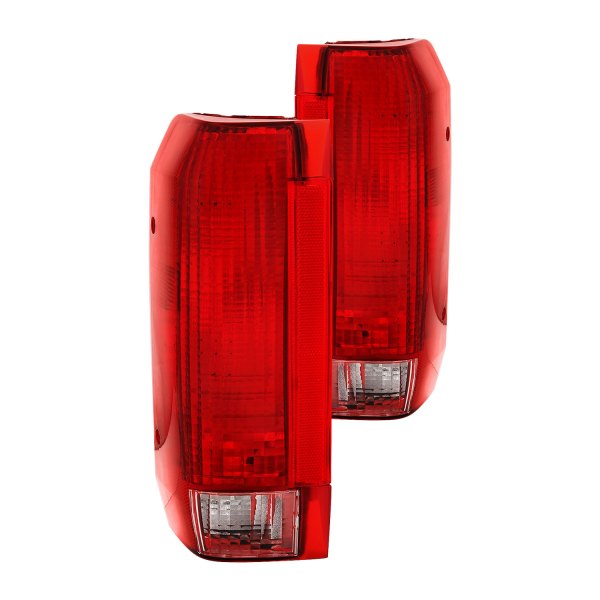 ANZ311306 Factory Style Tail Lights for 1992-1996 Ford Bronco, Chrome & Red