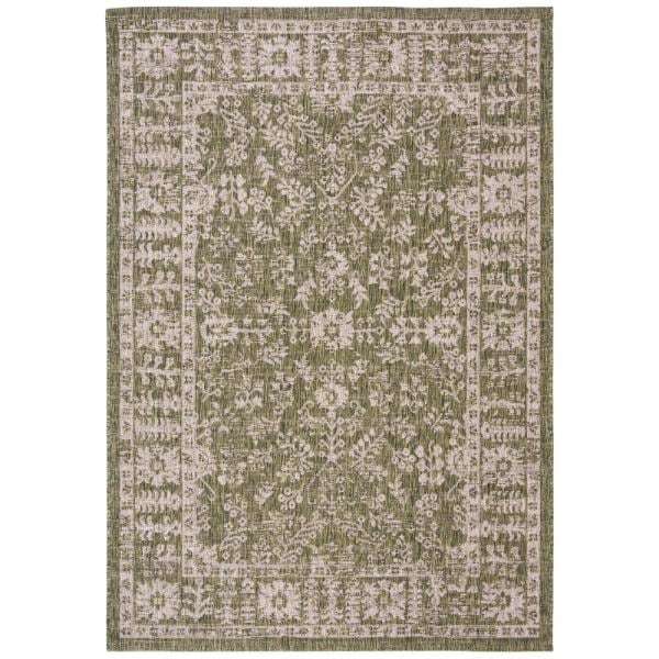 5 ft. 3 in. x 7 ft 7 in. Courtyard Indoor & Outdoor Medium Rectangle Rug, Green &Beige