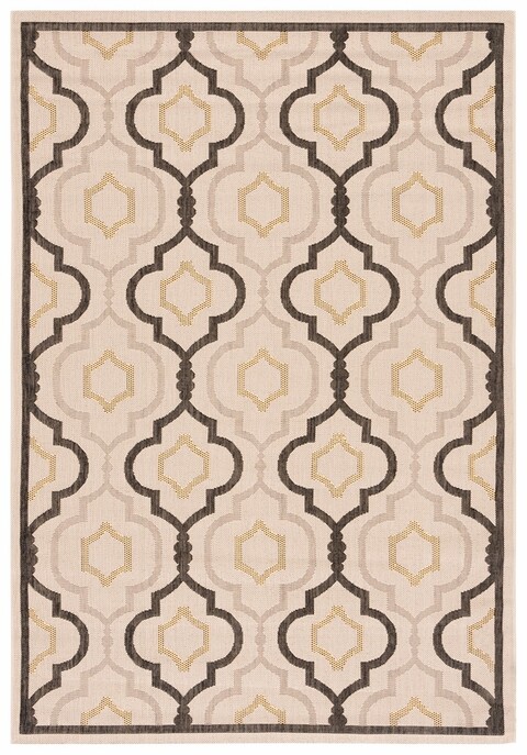 5 ft. 3 in. x 7 ft. 7 in. Courtyard Indoor & Outdoor Medium Rectangle Area Rug, Beige & Black