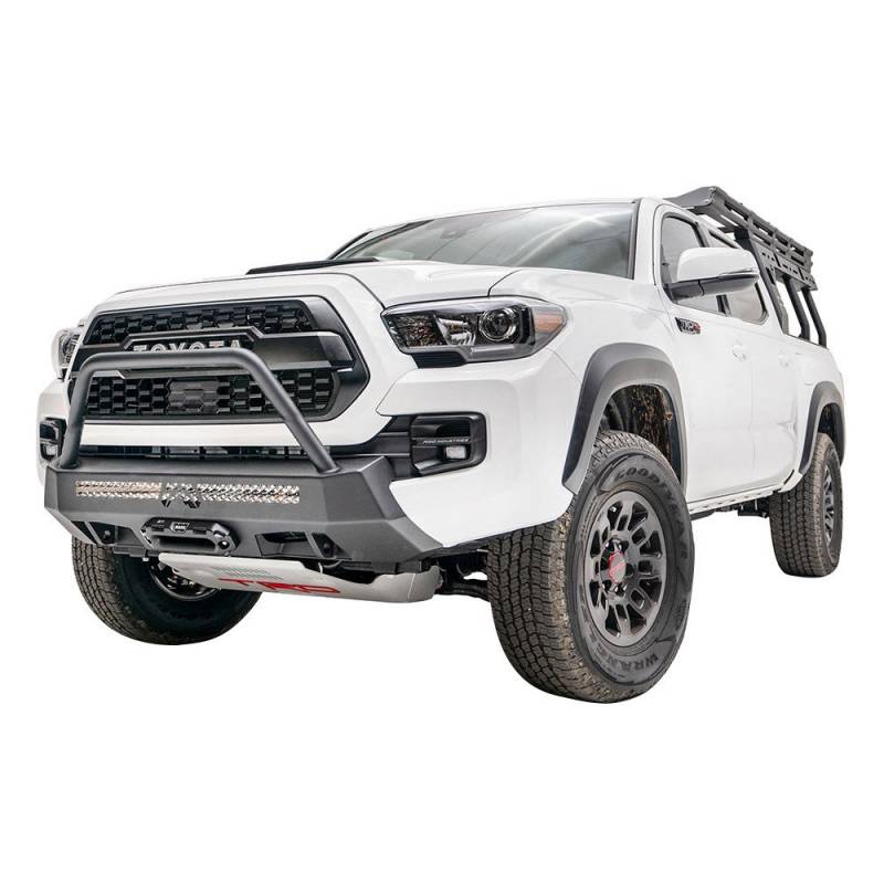 FFBTT16-N3653-1 Winch Mount with High Pre-Runner Grille Guard, Matte Black for 2016 Toyota Tacoma