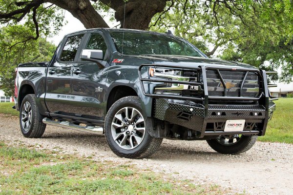 Coat Front HD Bumper with Full Grille Guard for 2019-2021 Chevy Silverado 1500, Black