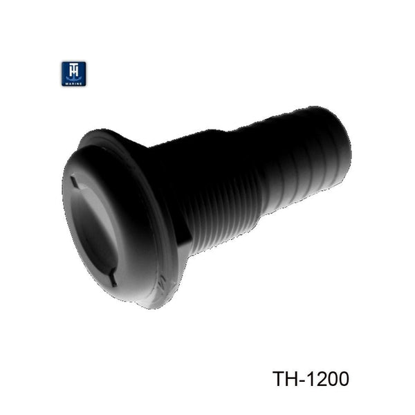 1.12 in. Straight Barbed Thru-Hull, Black