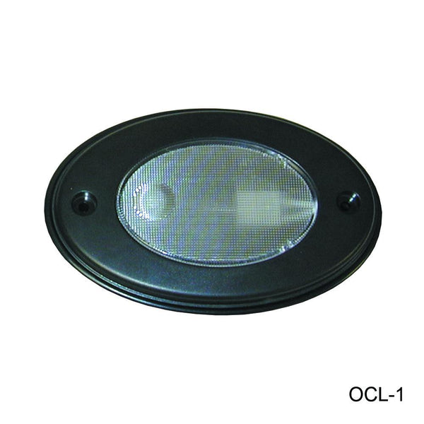 Oval Courtesy Light with Mounting Ring, Black