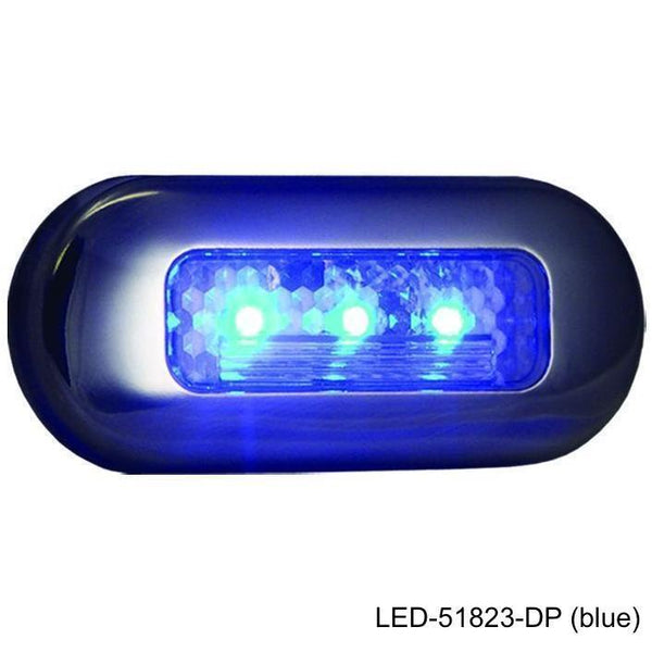 3 x 1.25 ft. Highly Polished 316 Stainles Steel LED Oblong Courtesy Light, Blue