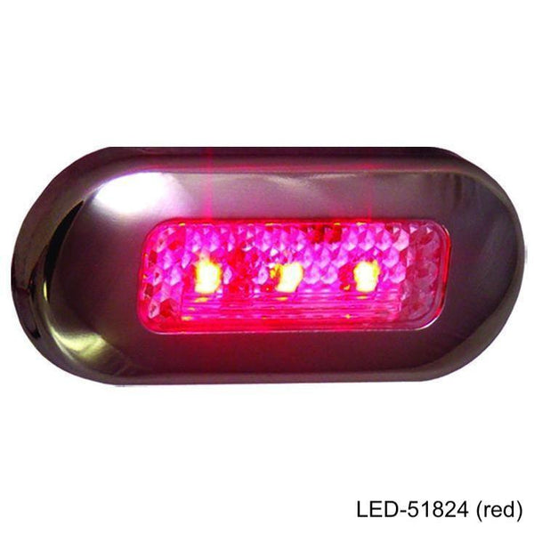 3 x 1.25 ft. Highly Polished 316 Stainles Steel LED Oblong Courtesy Light, Red