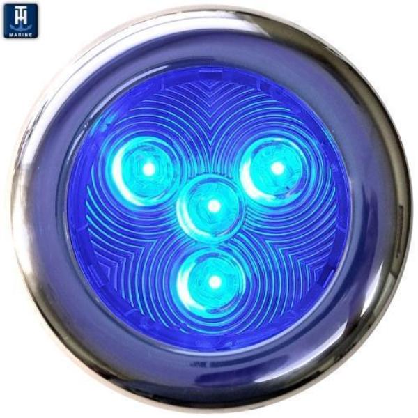 3 in. 0.5W LEDs Polished Stainless Steel Puck Light, Blue