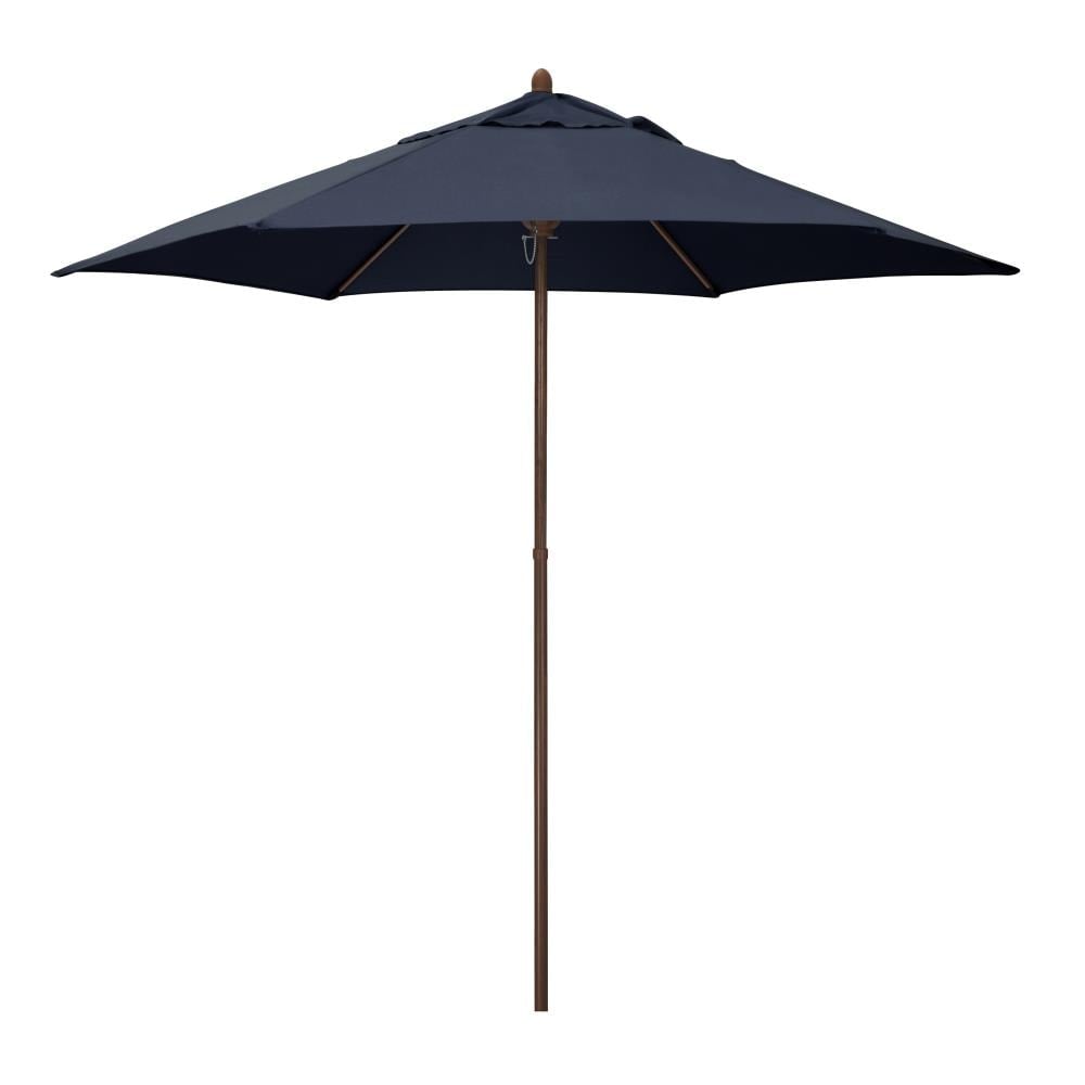 9 ft. Mow Series Push Open Pin Stop No Tilt Steel Umbrella, Navy Blue Polyester
