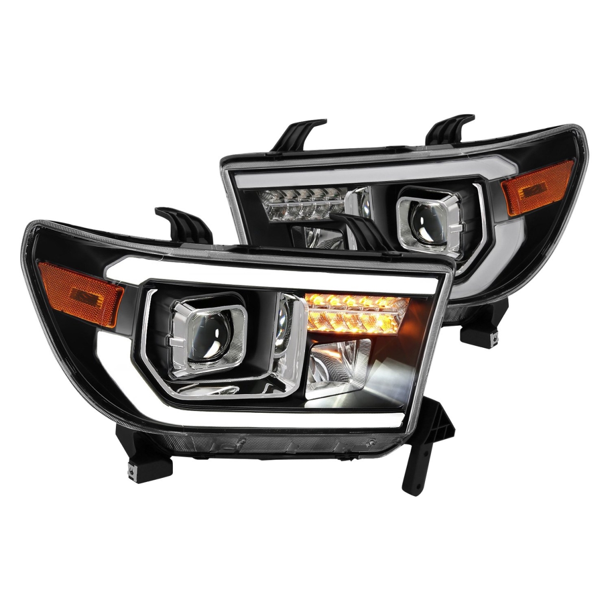 Picture of Anzo USA ANZ111447 Headlight Assembly with Projector&#44; Halogen Bulbs & LED High Beam for 2007-2013 Tundra & 2008-2015 Sequoia
