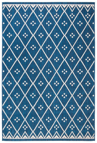 5 ft. 3 in. x 7 ft. 7 in. Courtyard Indoor & Outdoor Medium Rectangle Area Rug, Navy & Light Beige