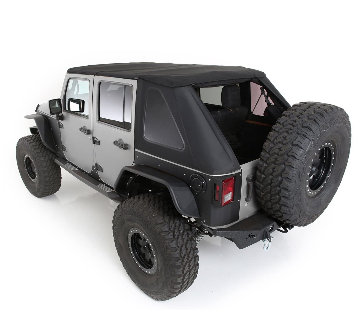 Smittybilt SMB9083235 Bowless Combo Top with Tinted Windows for 2007-2018 Wrangler JK 4 Door, Black Diamond