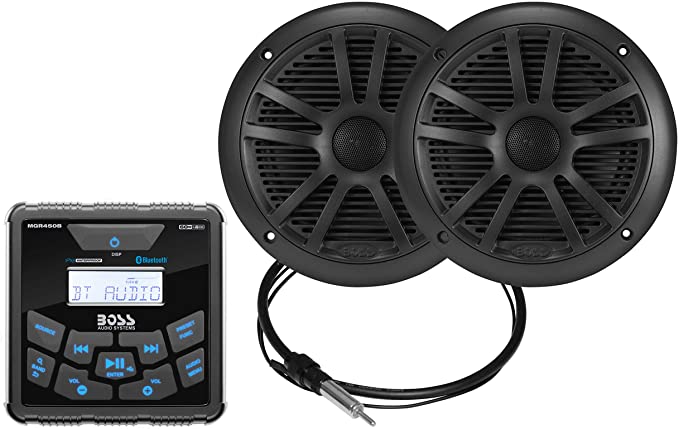 Boss Audio BSSMCKGB450B.6 MCKGB450B.6 Weatherproof Marine Gauge Receiver & Speaker Package -  Boss Audio Systems Inc
