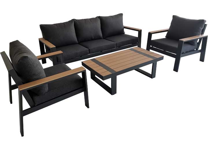 Picture of Allspace Furniture ASP450621P 4 Piece Aluminum Furniture Set&#44; Black