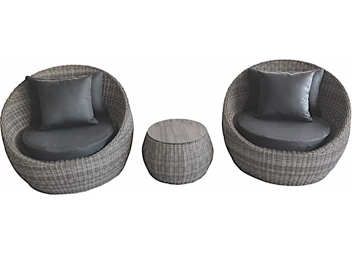 Picture of Allspace Furniture ASP450618PG 3 Piece Wicker Barrel Set&#44; Dark & Medium Gray