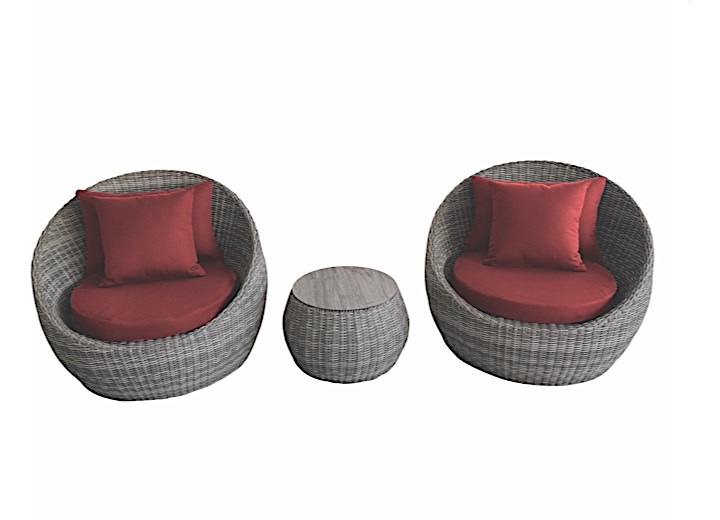 Picture of Allspace Furniture ASP450618PR 3 Piece Wicker Barrel Set&#44; Dark Red