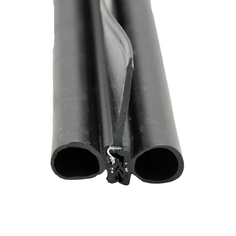 2 x 3 in. x 28 ft. Clip on Seal with Double Bulb & Wiper, Black