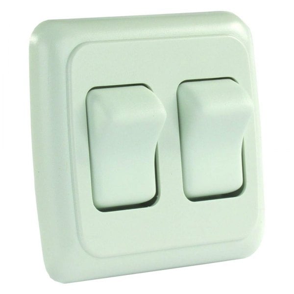 JRP12015 Double SPST On & Off Lighting Switch, White -  JR PRODUCTS