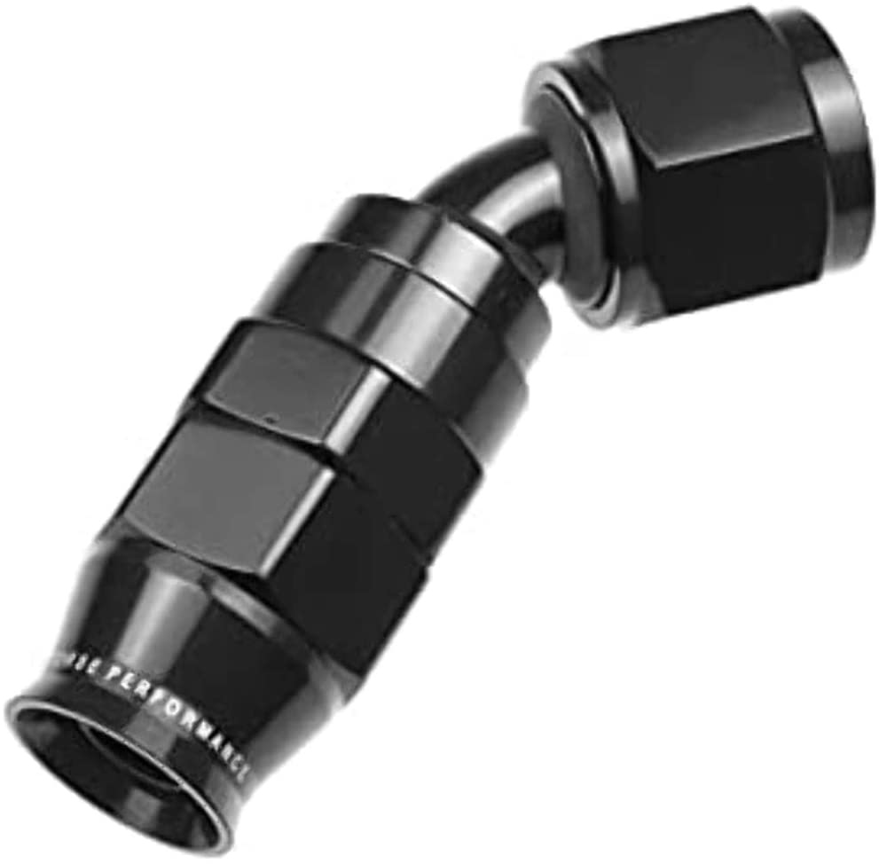 08AN 45 deg PTFE Reusable Hose End, Black