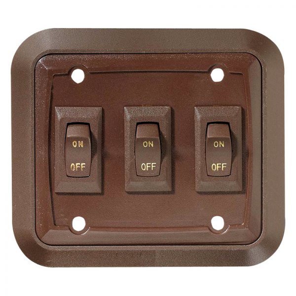 Triple SPST On & Off Labled Brown Lighting Switch