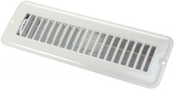 2 x 10 in. Dampered Metal Floor Register, White