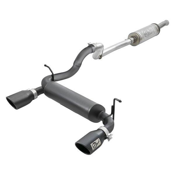 Picture of AFE Power AFE49-48066-B 2.5 in. 409 Stainless Steel Cat Back Exhaust System for 2018 Jeep Wrangler V6-3.6L