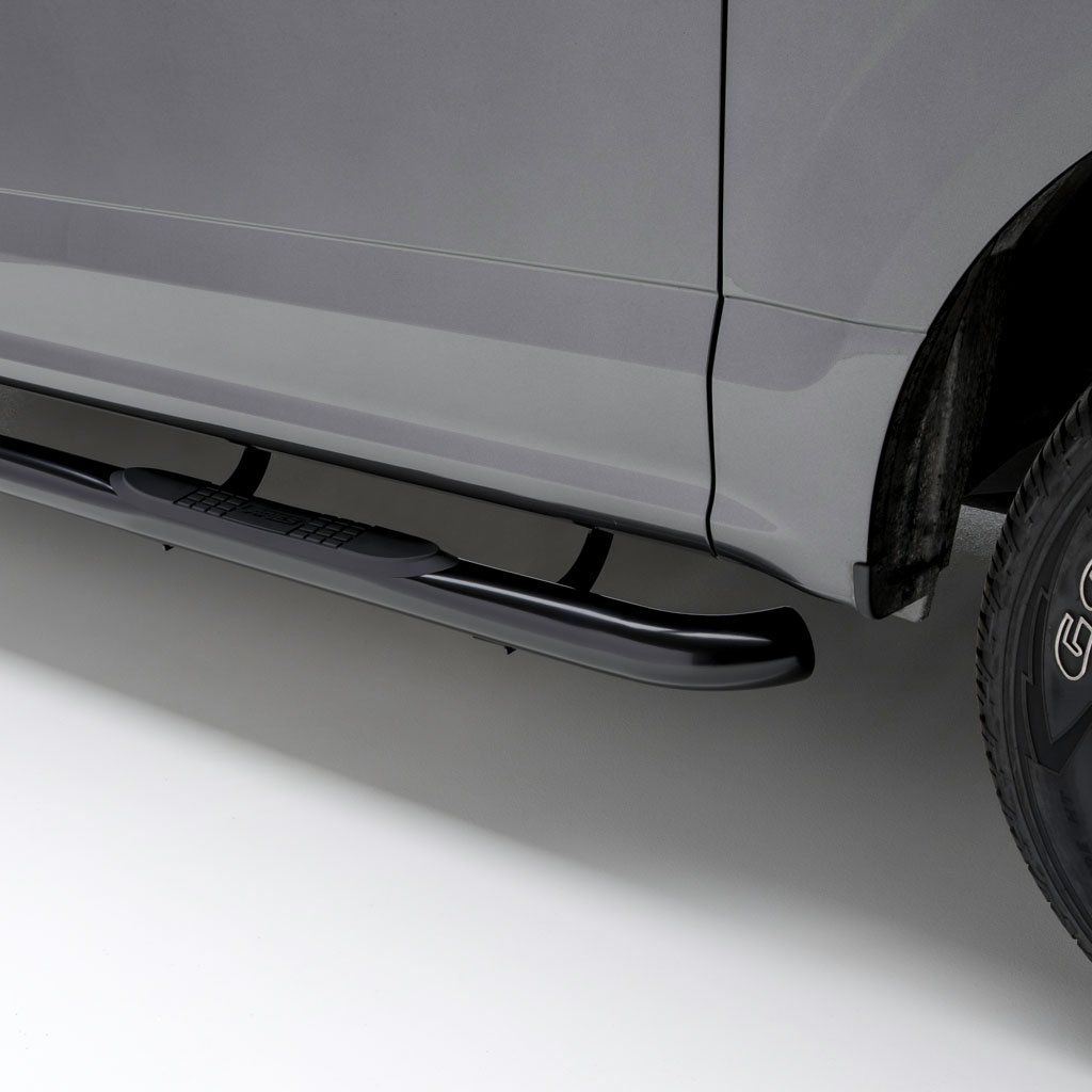 ARI214045 3 in. Round Semi-gloss Black Stainless Steel Side Bars for 2007-C Silverado & Sierra Crew Cab