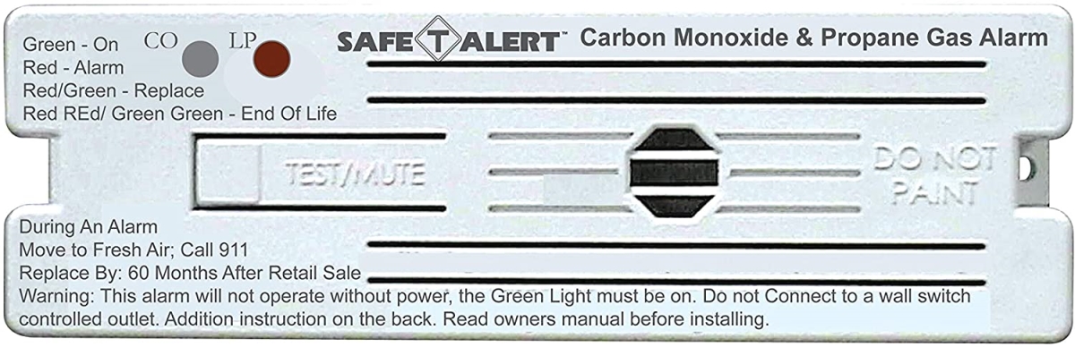 Picture of MTI Industries MTI35-741-WT Combination Carbon Monoxide & Propane Alarm&#44; White Surface Mount & 12V DC Hard Wire