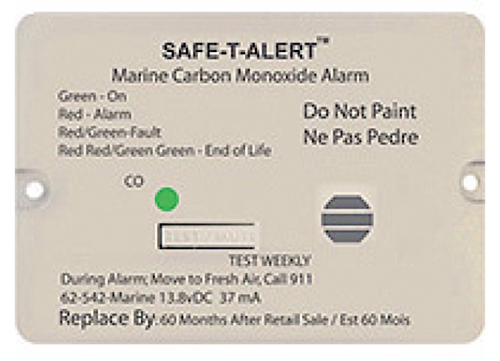Marine Carbon Monoxide Alarm & White Flush Mount 12VDC Hard Wire
