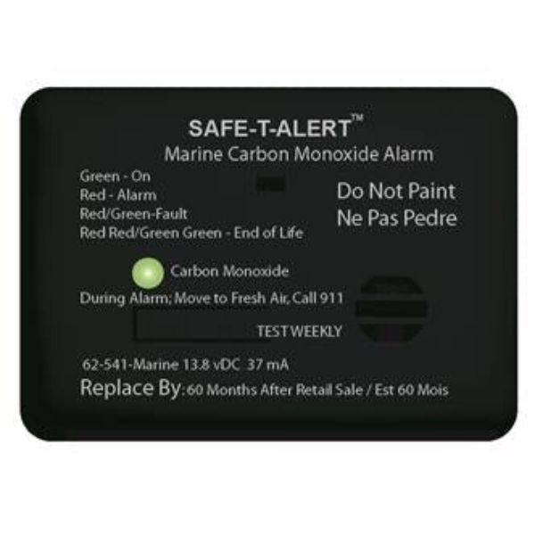 Marine Carbon Monoxide Alarm & Surface Mount 12 Vdc Hard Wire, Black