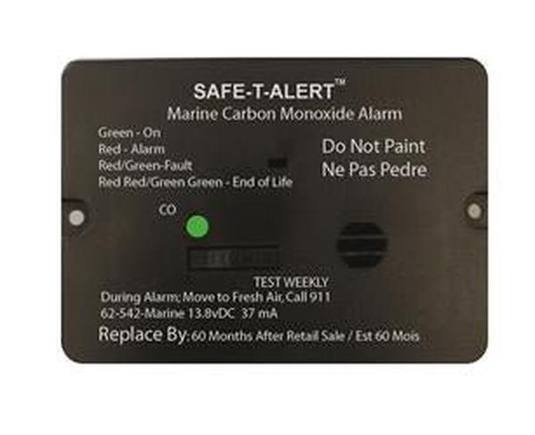Marine Carbon Monoxide Alarm & Black Flush Mount 12VDC Hard Wire