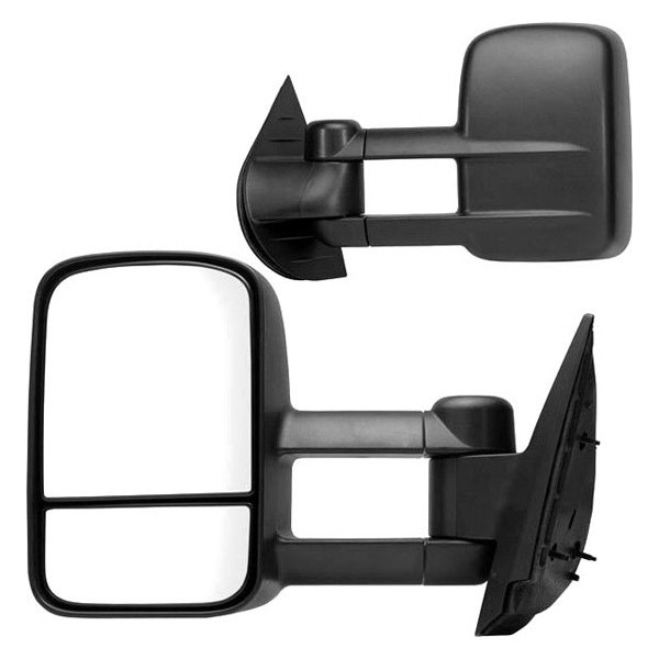 Extendable Dual Glass Manual Towing Foldway OE Mirrors for 2007-2013 Silverado & Sierra, Textured Black